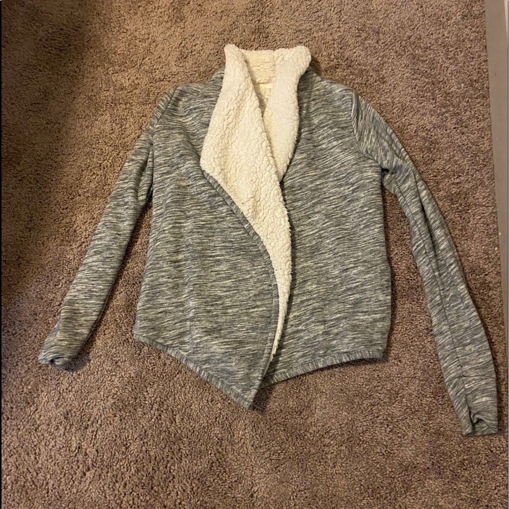 Gray and white sweater